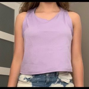US S handmade purple flowy razor back top